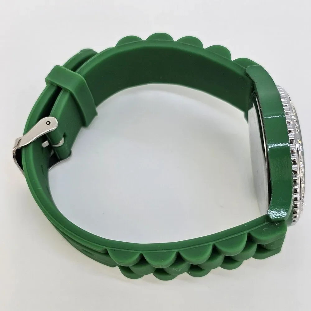 38MM Women's Watch Green Dial Green‎ Plastic Band Straps New Battery